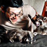 Jeremy Johnson with Rory the Racoon